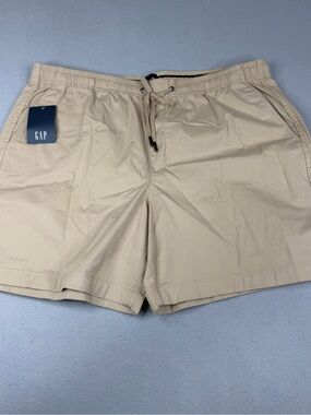 GAP Pull On Shorts Mens XXL Irish Cream Khaki Stretch Drawstring NWT 7 Inseam